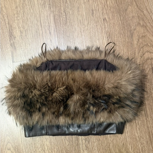 Line & Dot Wallace Women Fux Faux Leather Tube Top - Mocha Brown size S NWOT - Picture 4 of 5